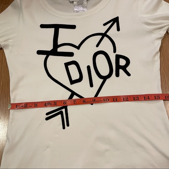 AUTHENTIC CHRISTIAN DIOR “I ❤️ DIOR” LONG SLEEVE TEE IN WHITE - Picture 14 of 16